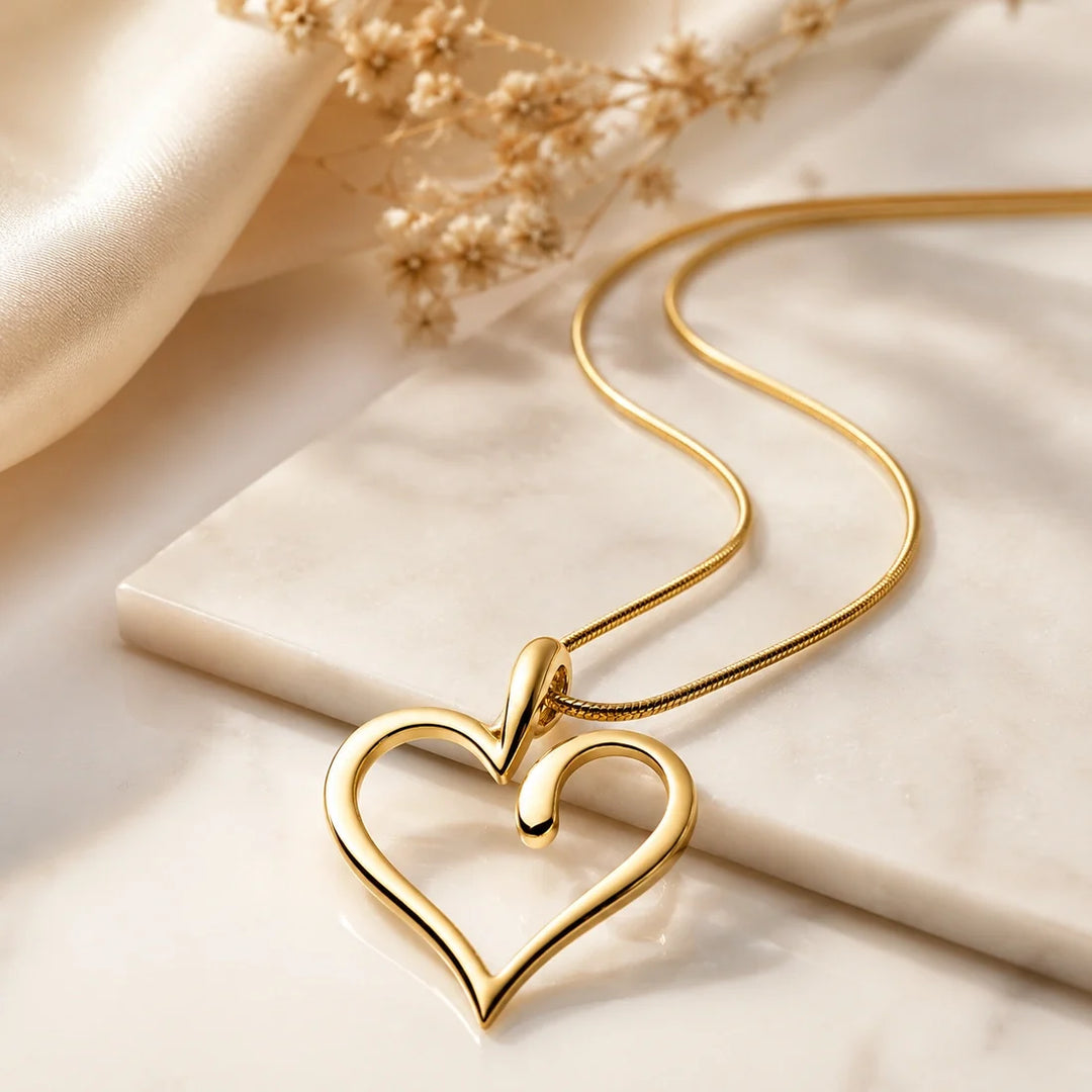 Gold Love Heart Swirl Pendant