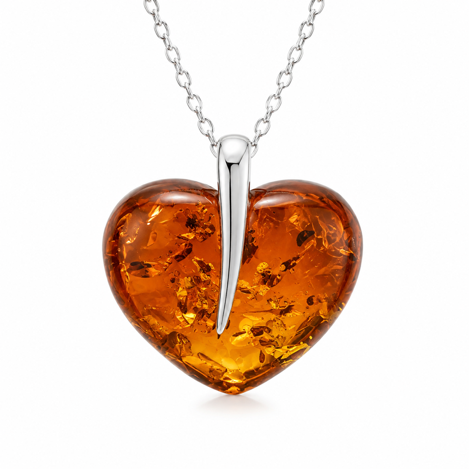 Amber Love Heart Pendant