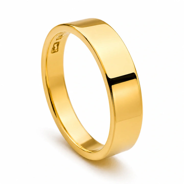 Flat Gold Band Ring - 4mm