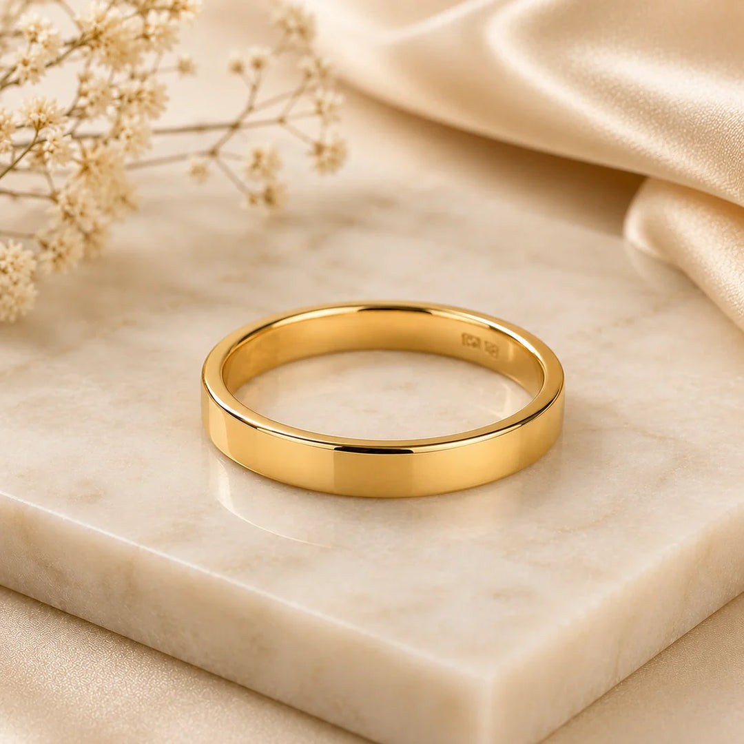 Flat Gold Band Ring - 3mm
