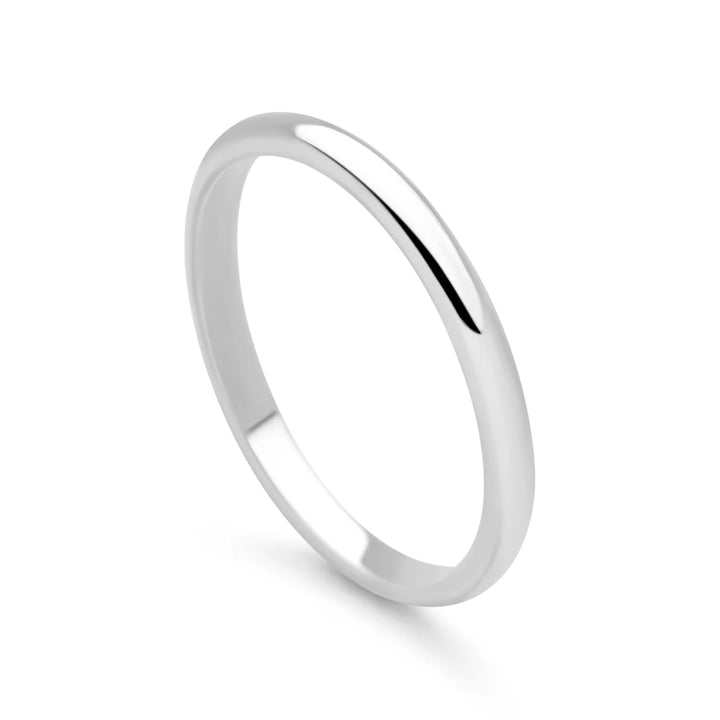 D-Shaped Silver Band Ring 2mm