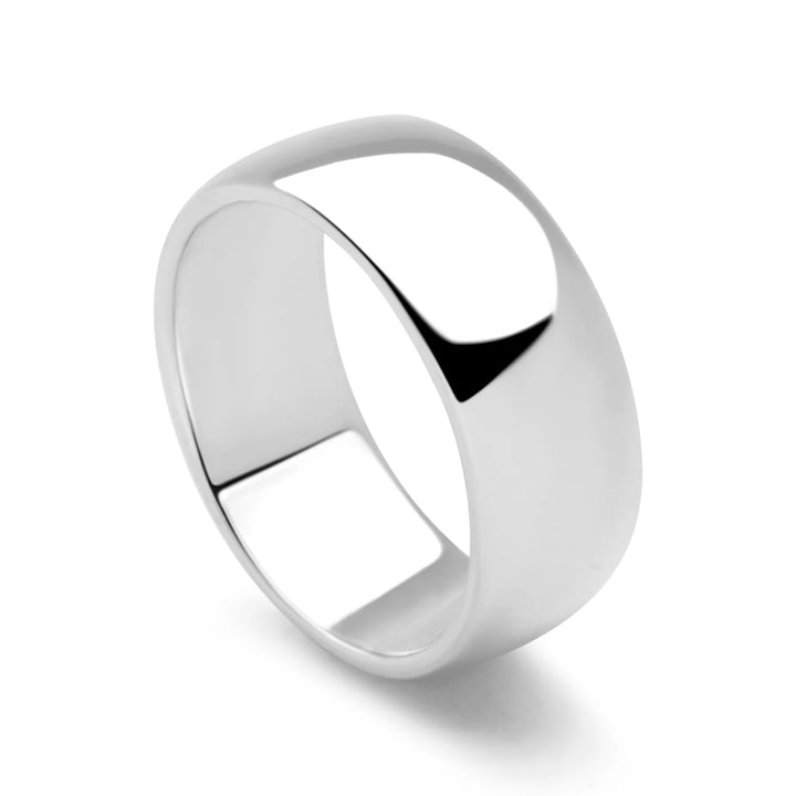 D-Shaped Silver Band Ring 8mm