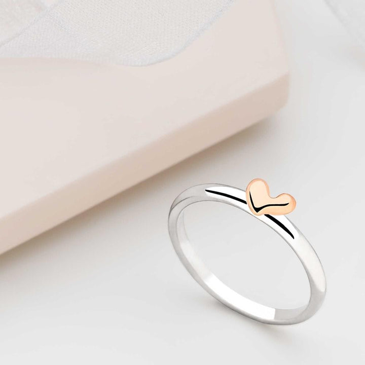 925 sterling silver rose gold heart stack ring (R14091)