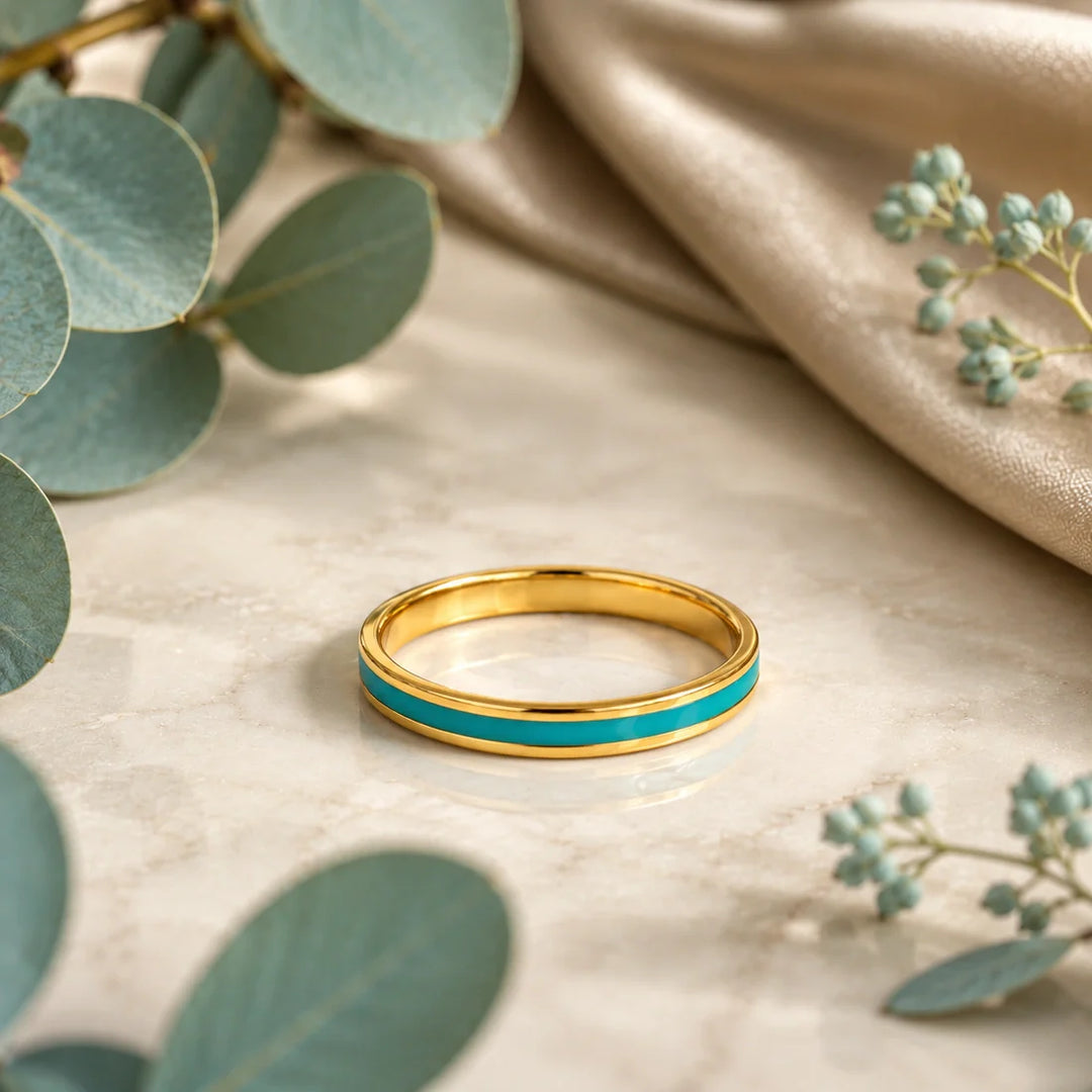 Turquoise Gold Stacking Ring