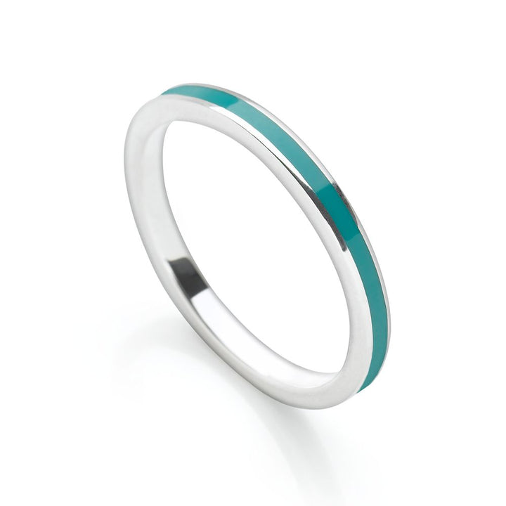 Enamel Stack Ring - Petrol Blue