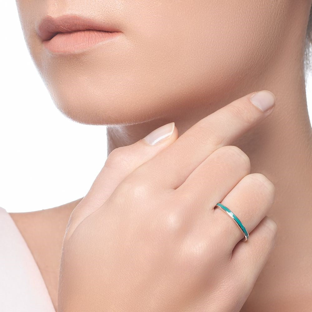 Enamel Stack Ring - Petrol Blue (R17161)