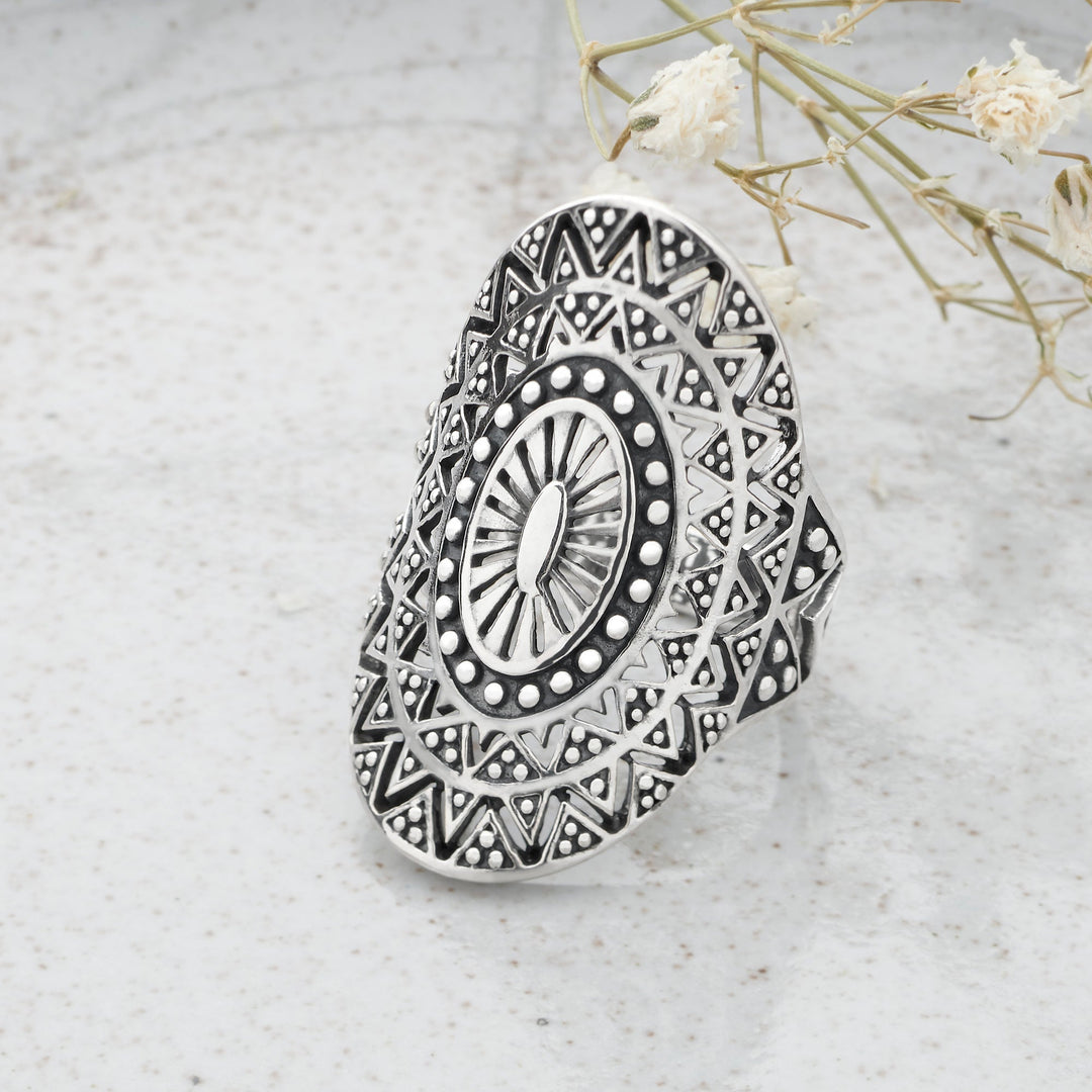 Sun Burst Mandala Ring (R18421)