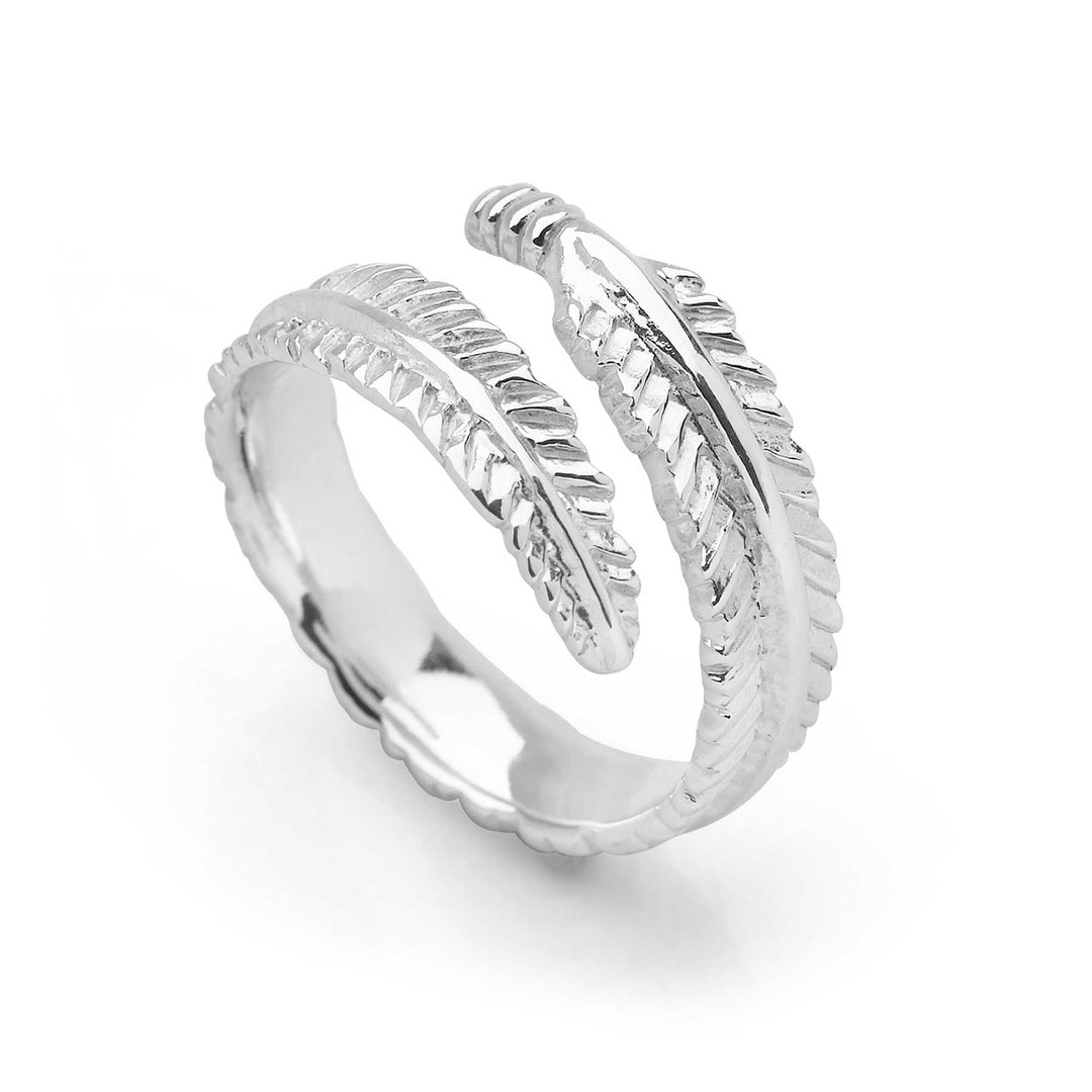 925 sterling silver feather wrap ring (R19231)