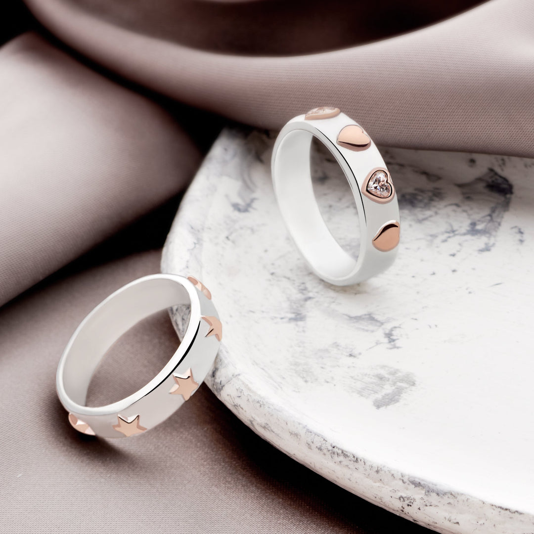 Rose Gold Silver Star Ring (R21811)