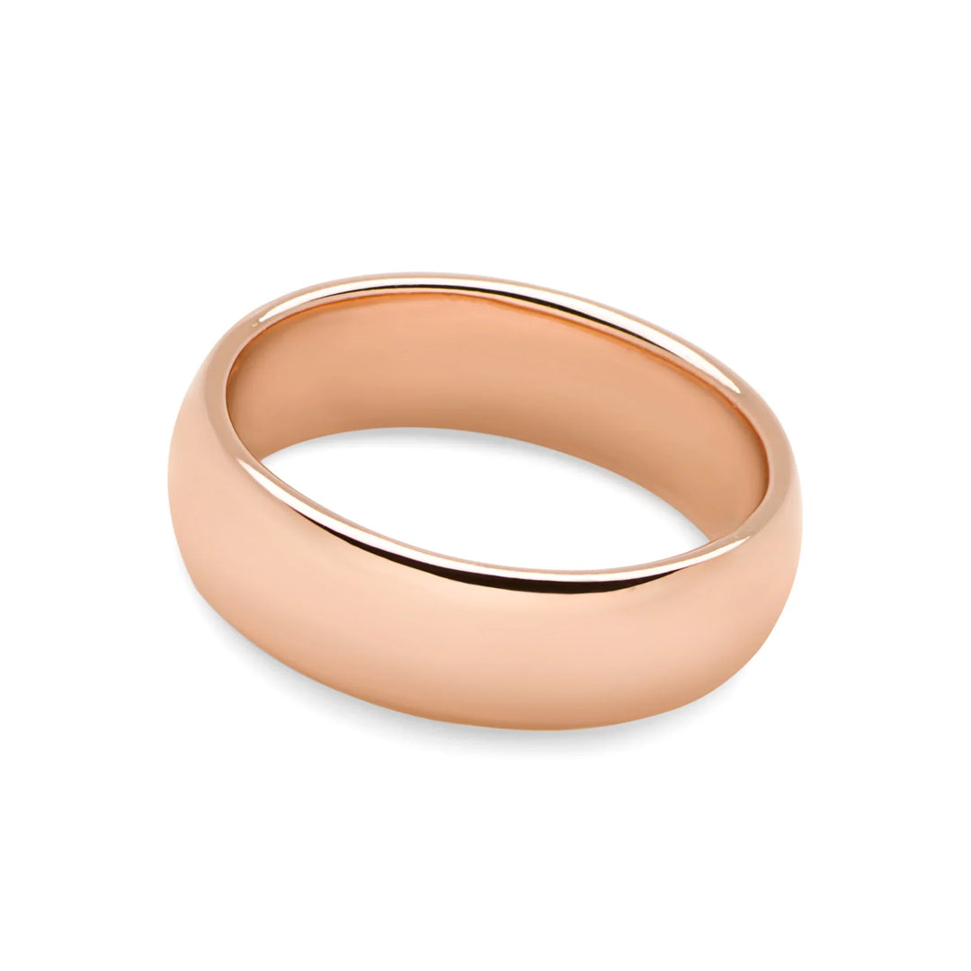 Rose Gold Plate - D-Shape Band Ring 6mm
