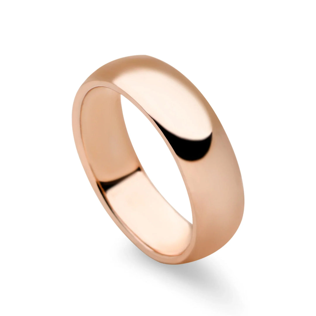 Rose Gold Plate - D-Shape Band Ring 6mm