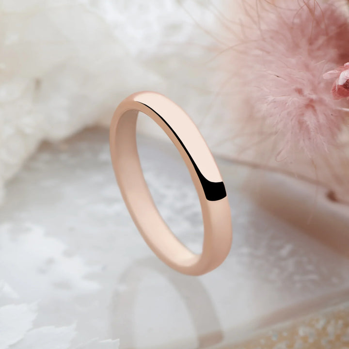 Rose Gold Plated - D Shape Band Ring 3mm