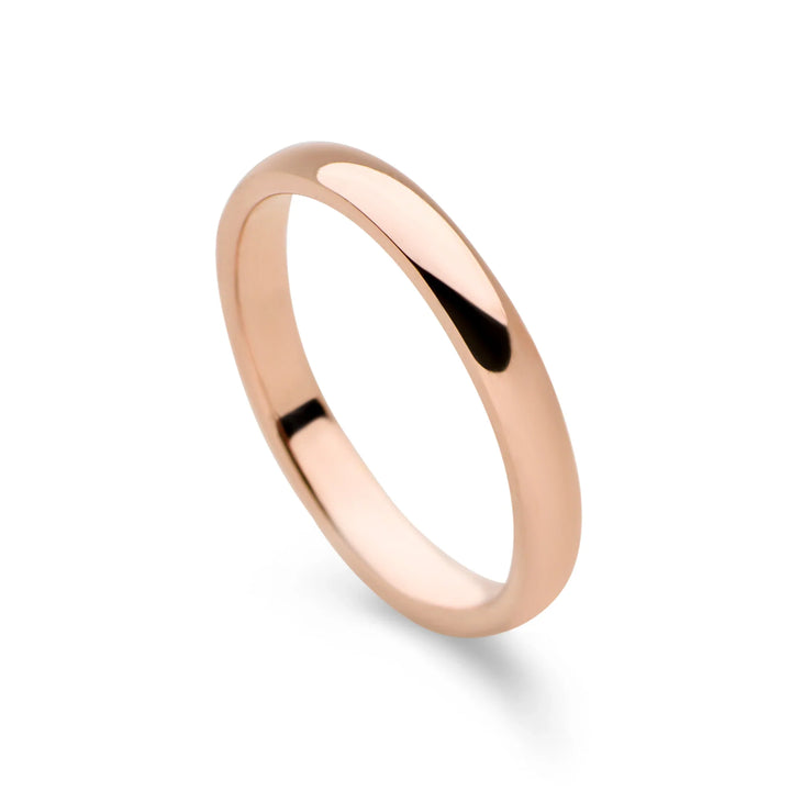 Rose Gold Plated - D Shape Band Ring 3mm