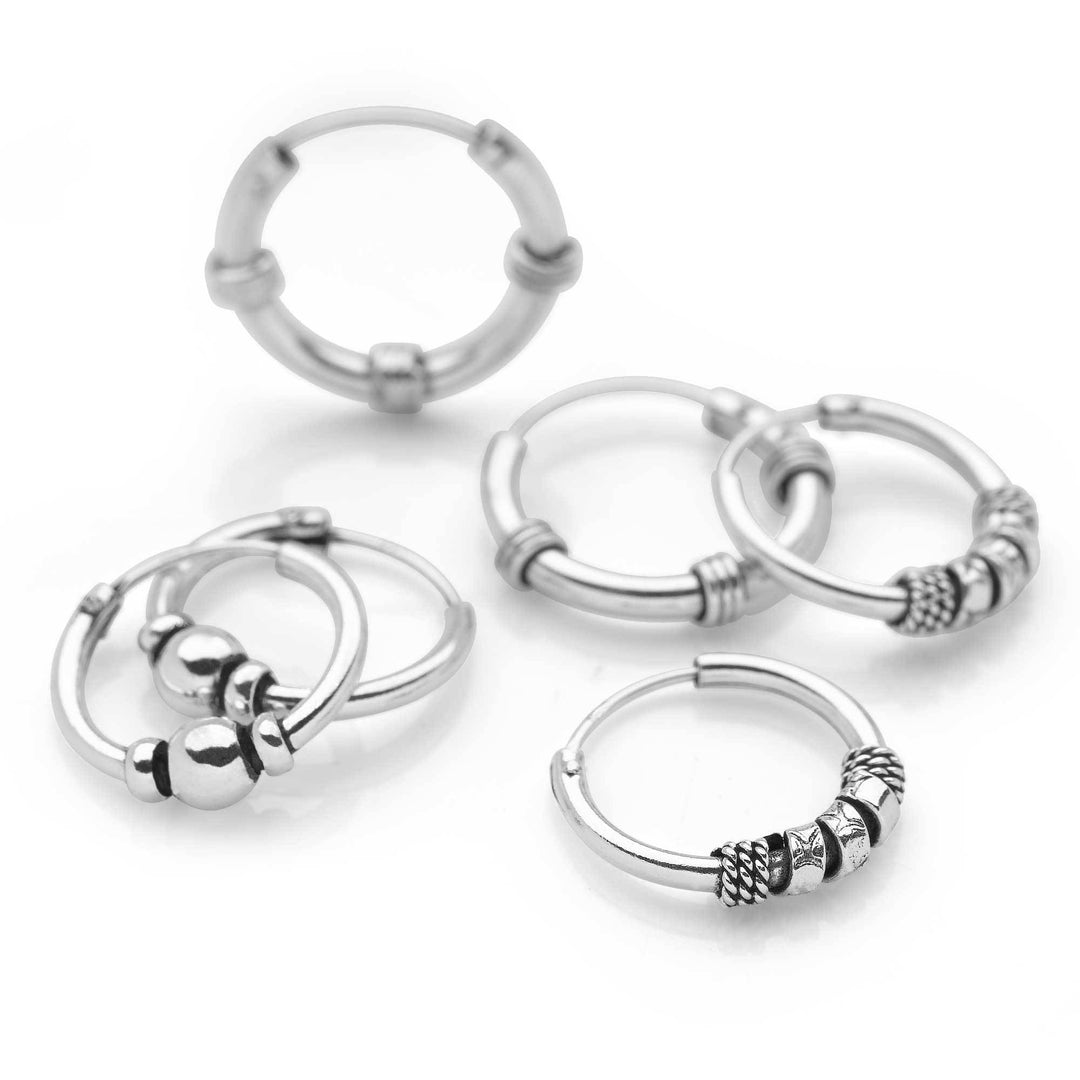 925 Sterling Silver Deco Hoop Set (SET7961)