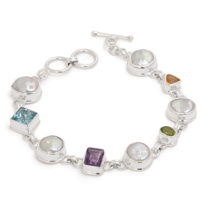 Biwa Pearl & Stone Bracelet (GU0957)