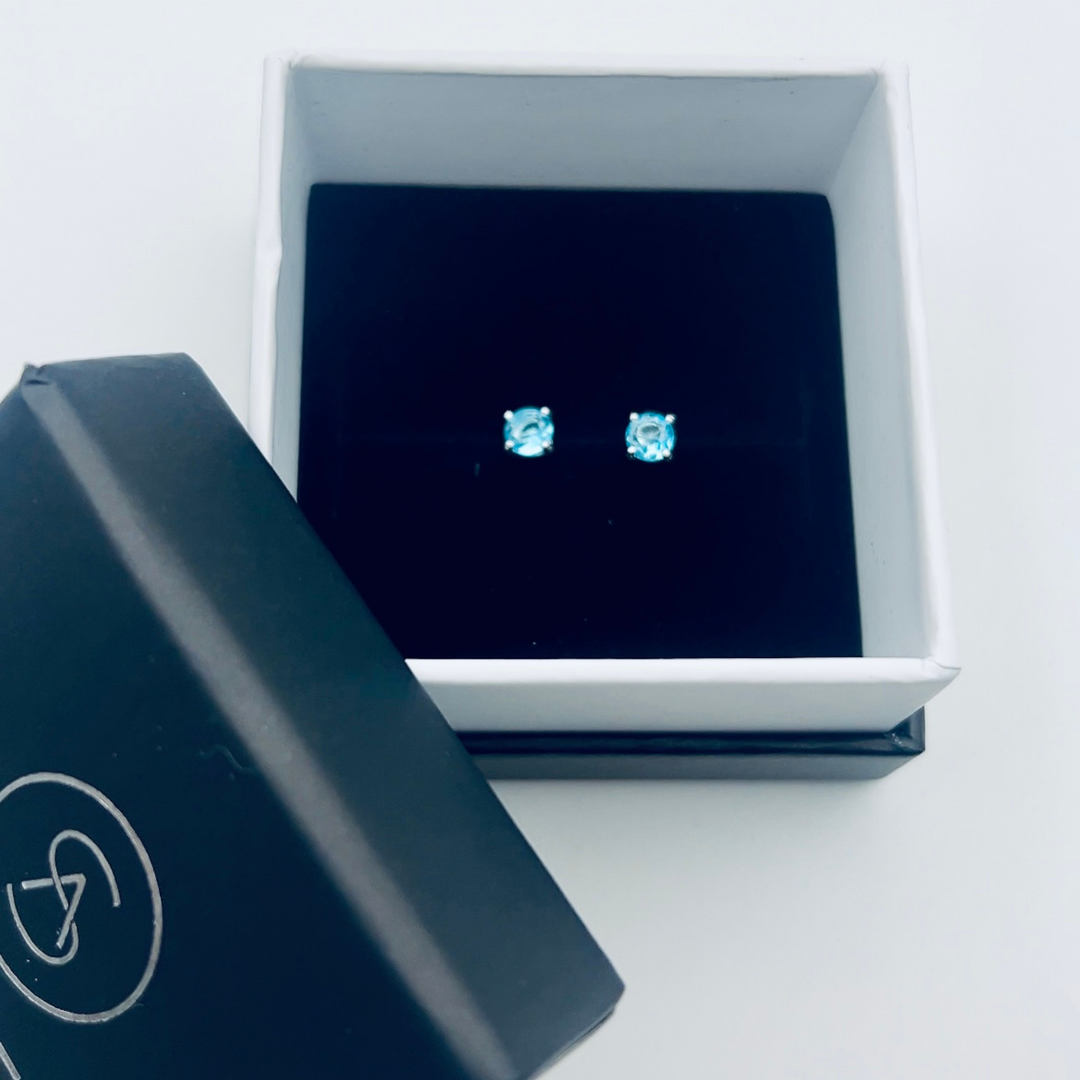 Blue Topaz Zirconia Studs