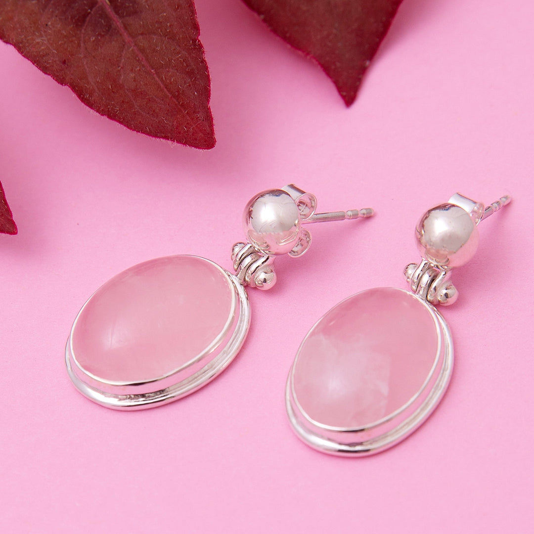 Rose Quartz Drop Earrings (SPE04)